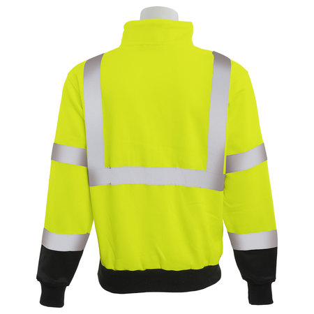 Erb Safety Sweatshirt, Quarter Zip, Class 3, W379B, Hi-Viz Lime/Black, 2XL 63873